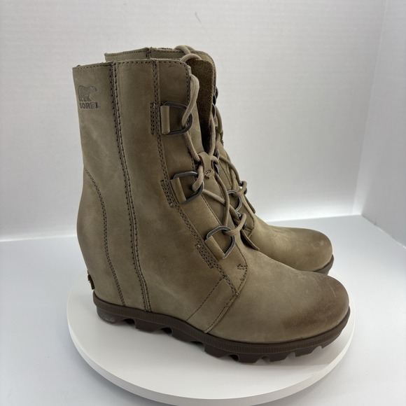 Sorel Joan of Arctic‎ Wedge II Leather Boot Women 9.5 US NL3018-240 Ash Brown - Picture 1 of 10